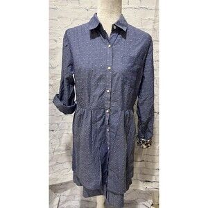 Anthropologie Isabella Sinclair Chambray Speckled Tiered Shirtdress Blue Size M